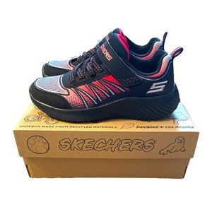 NWT! Little Boys SKECHERS BOUNDER ZATIC Shoes Sneakers Black/Red Slip-On Sz 2.5